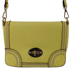 CHARMING CHARLIE Bright Yellow Faux Pebble Leather Messenger Crossbody